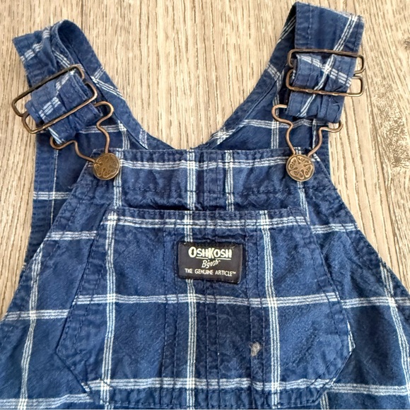 OshKosh B'gosh Blue Plaid Kids Overalls size 3t - Picture 2 of 6
